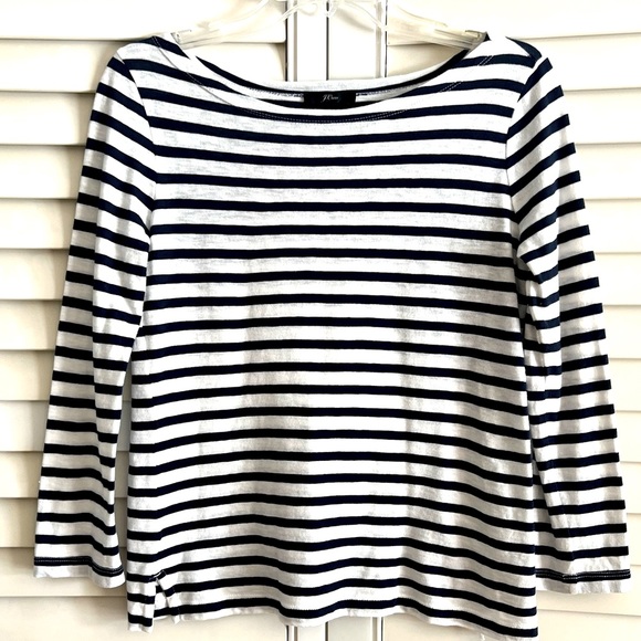 J. Crew Tops - J Crew striped navy & white t-shirt